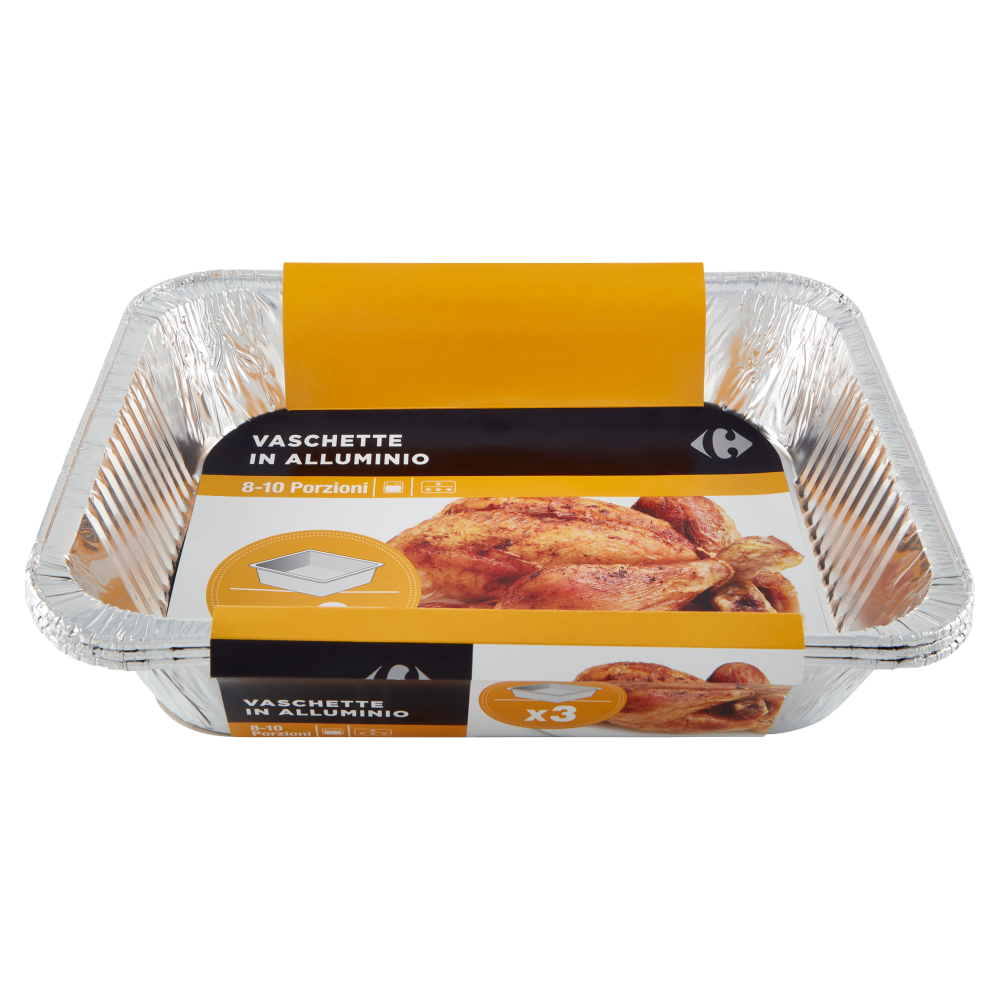 Carrefour Vaschette in Alluminio 8-10 Porzioni 3 pz