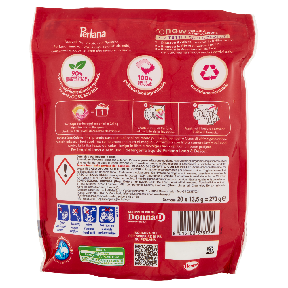 PERLANA Caps Detersivo Colorati 20 lavaggi 20 x 13,5 g