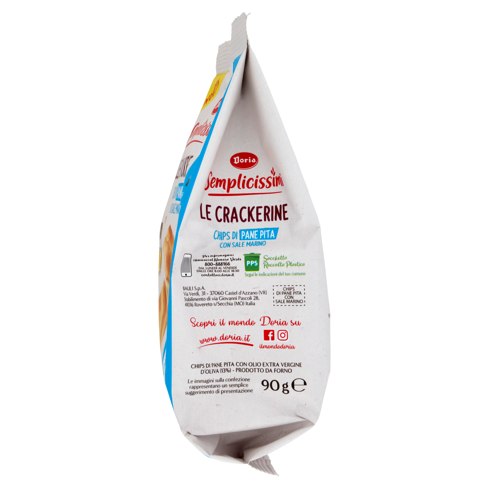 Doria Semplicissimi le Crackerine Chips di Pane Pita con Sale Marino 90 g