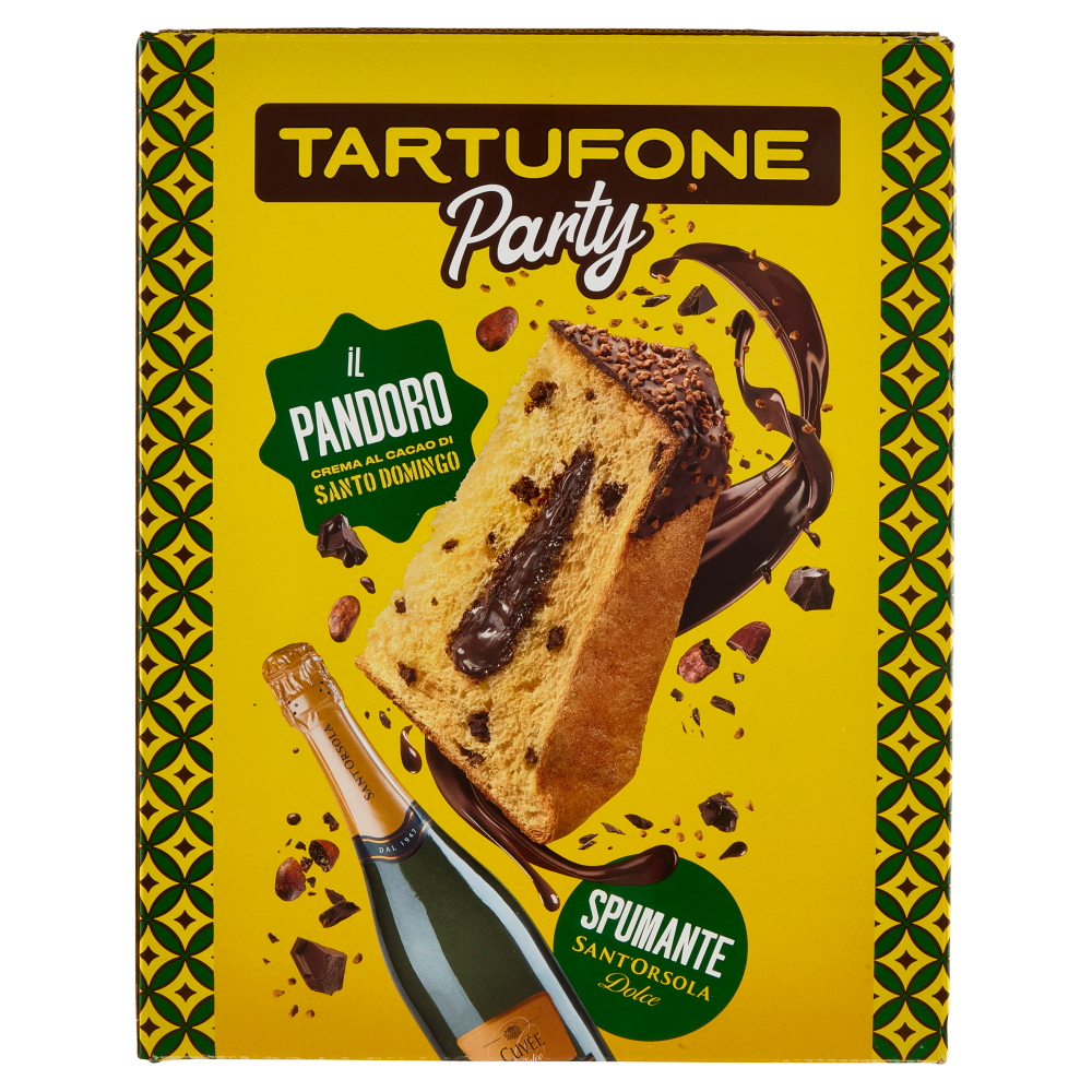 Tartufone Party il Pandoro Crema al Cacao di Santo Domingo 800 g + Spumante Sant'Orsola Dolce 75 cl