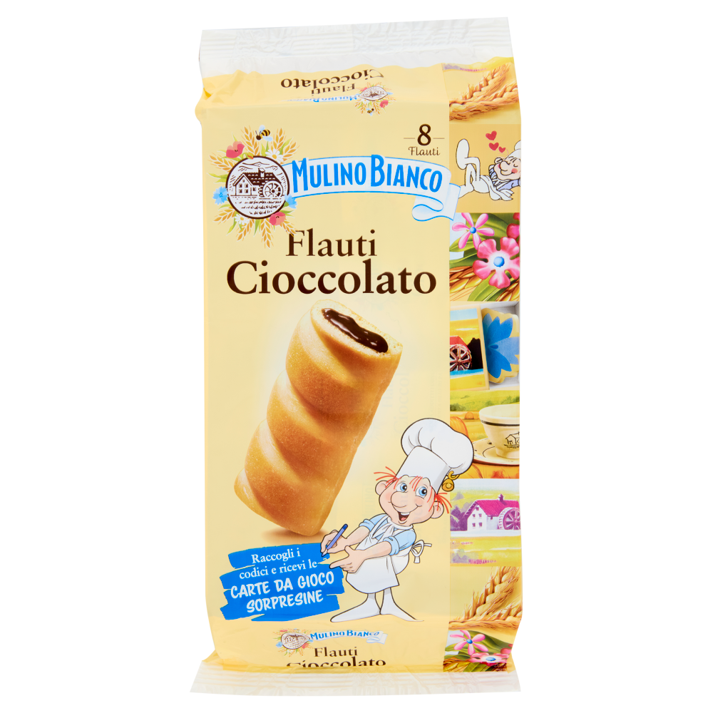 Mulino Bianco Flauti Cioccolato Merenda senza Additivi Conservanti 8 pezzi 280g