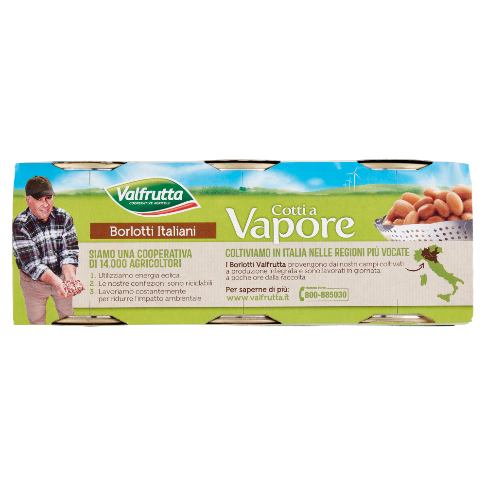 Valfrutta Cotti a Vapore Borlotti Italiani 3 x 150 g