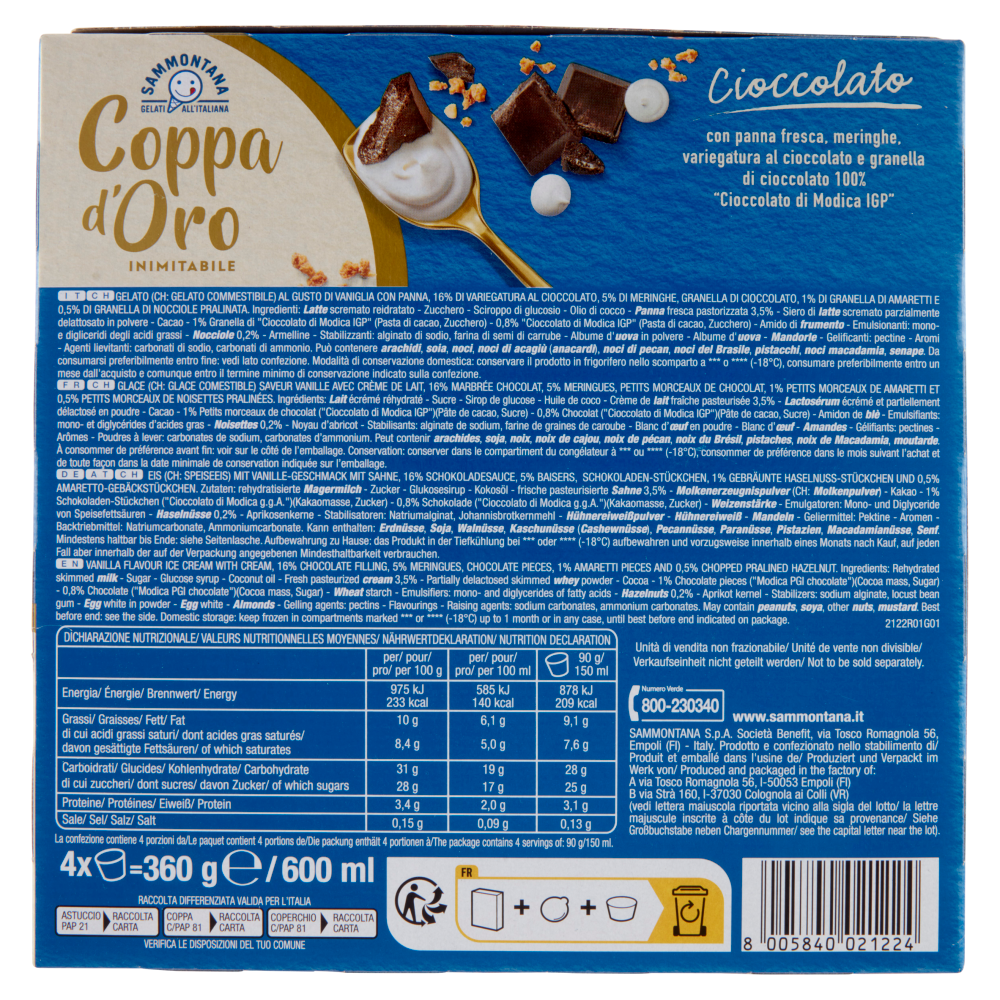 Sammontana Coppa d'Oro Cioccolato 4 x 90 g