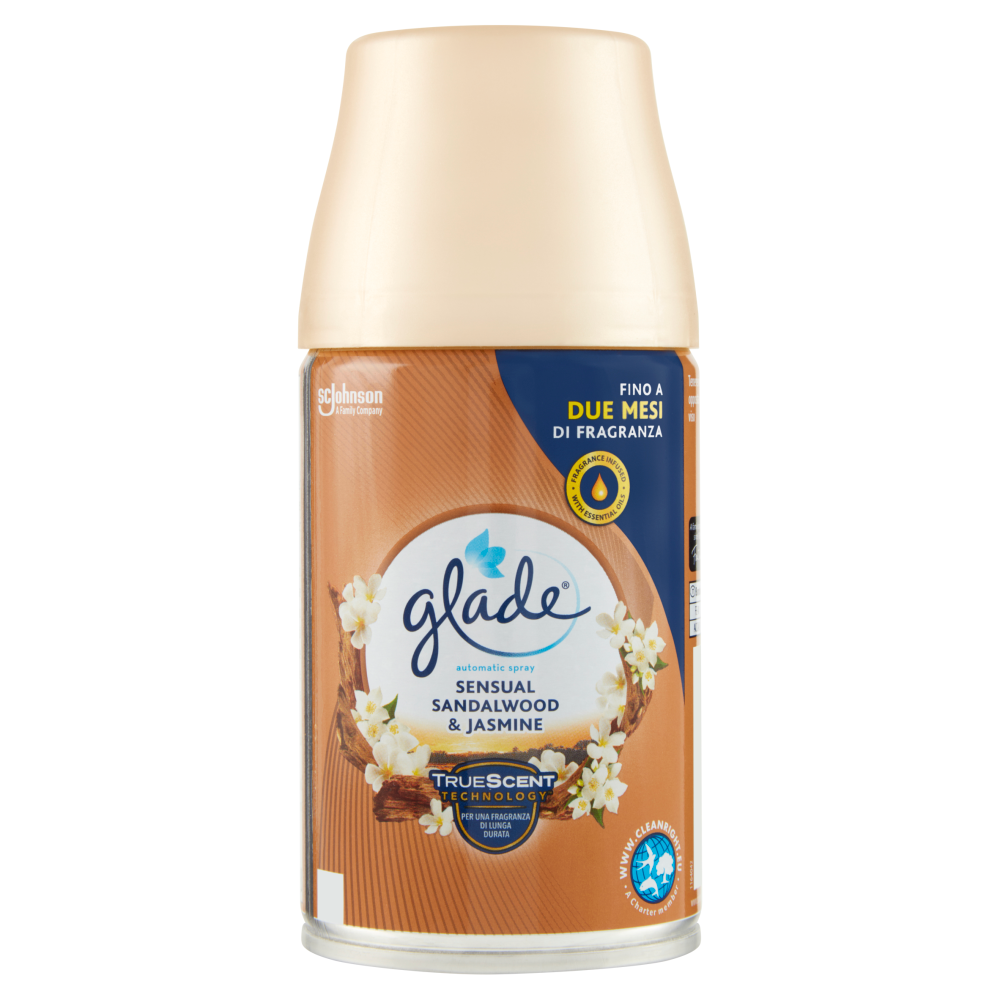 Glade Automatic Spray Ricarica, Profumatore per Ambienti, Fragranza Sensual Sandalwood&Jasmine 269ml