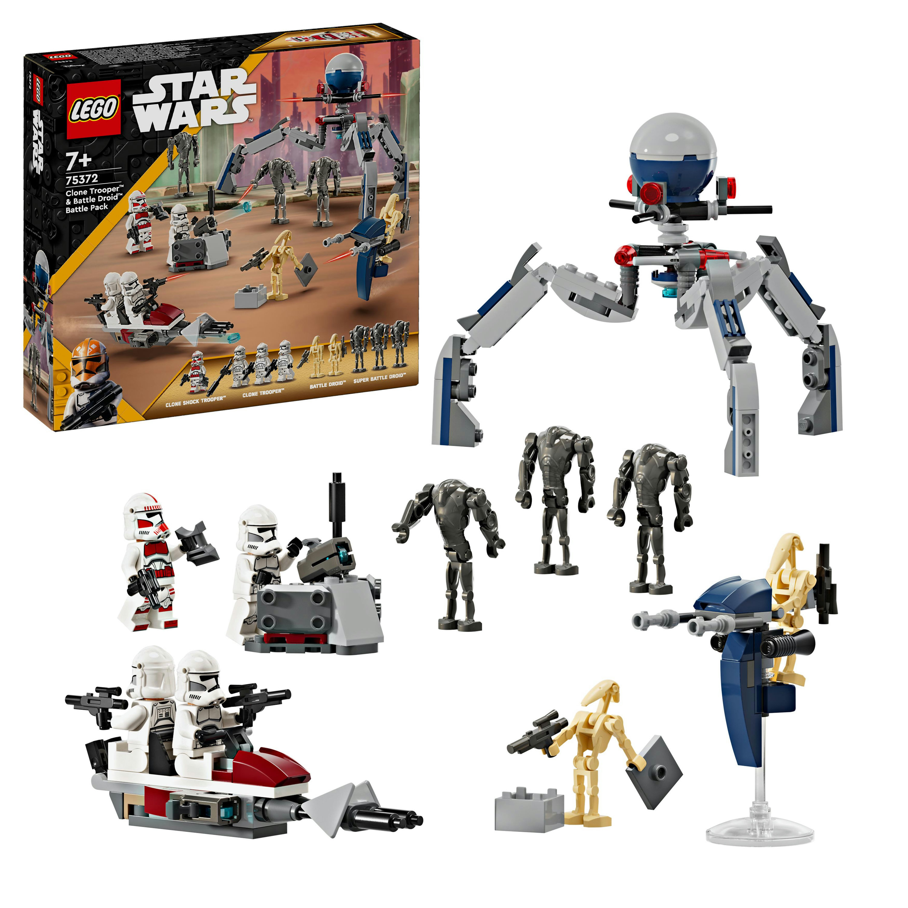LEGO Star Wars 75372 Battle Pack Clone Trooper e Battle Droid con Veicolo Giocattolo Speeder Bike, Idea Regalo Bambini 7+ Anni