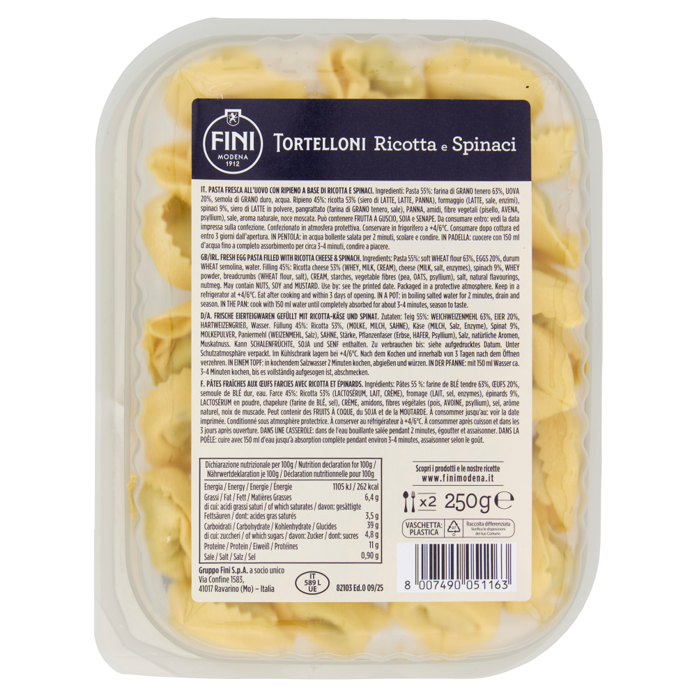 Fini Antica Bottega Tortelloni Ricotta e Spinaci 250 g
