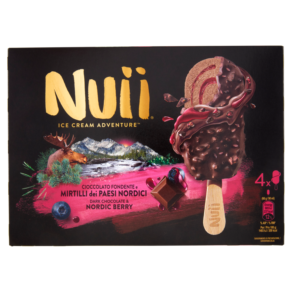 NUII Cioccolato Fondente e Mirtilli dei Paesi Nordici 4x66g
