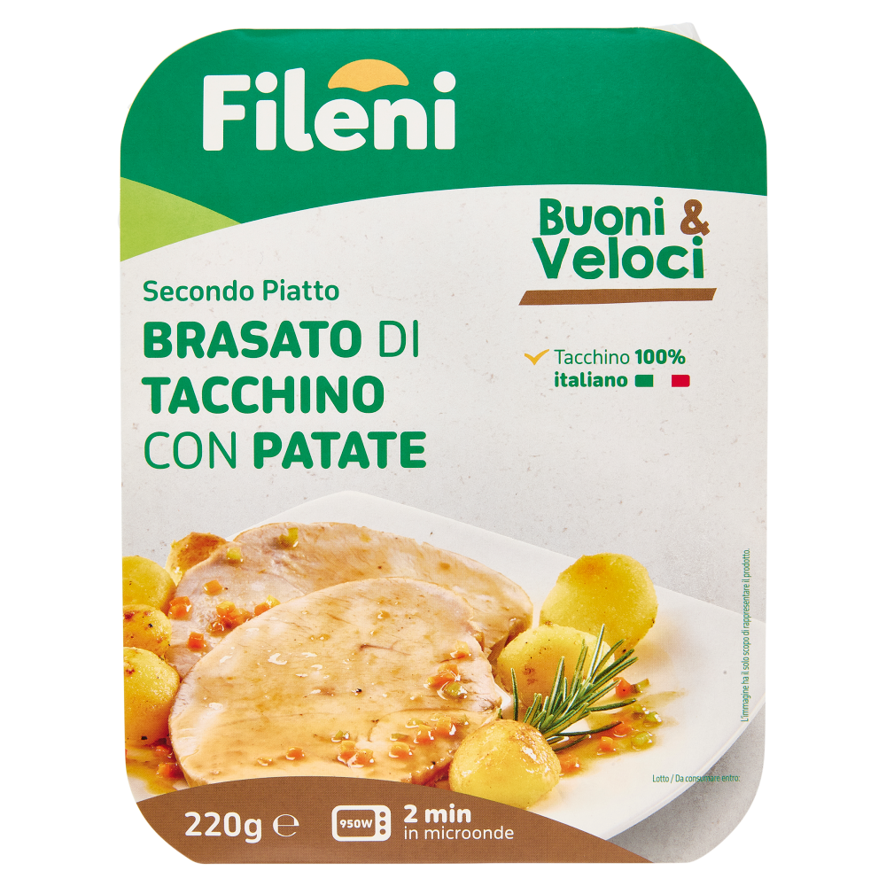 Fileni Buoni & Veloci Secondo Piatto Brasato di Tacchino con Patate 220 g