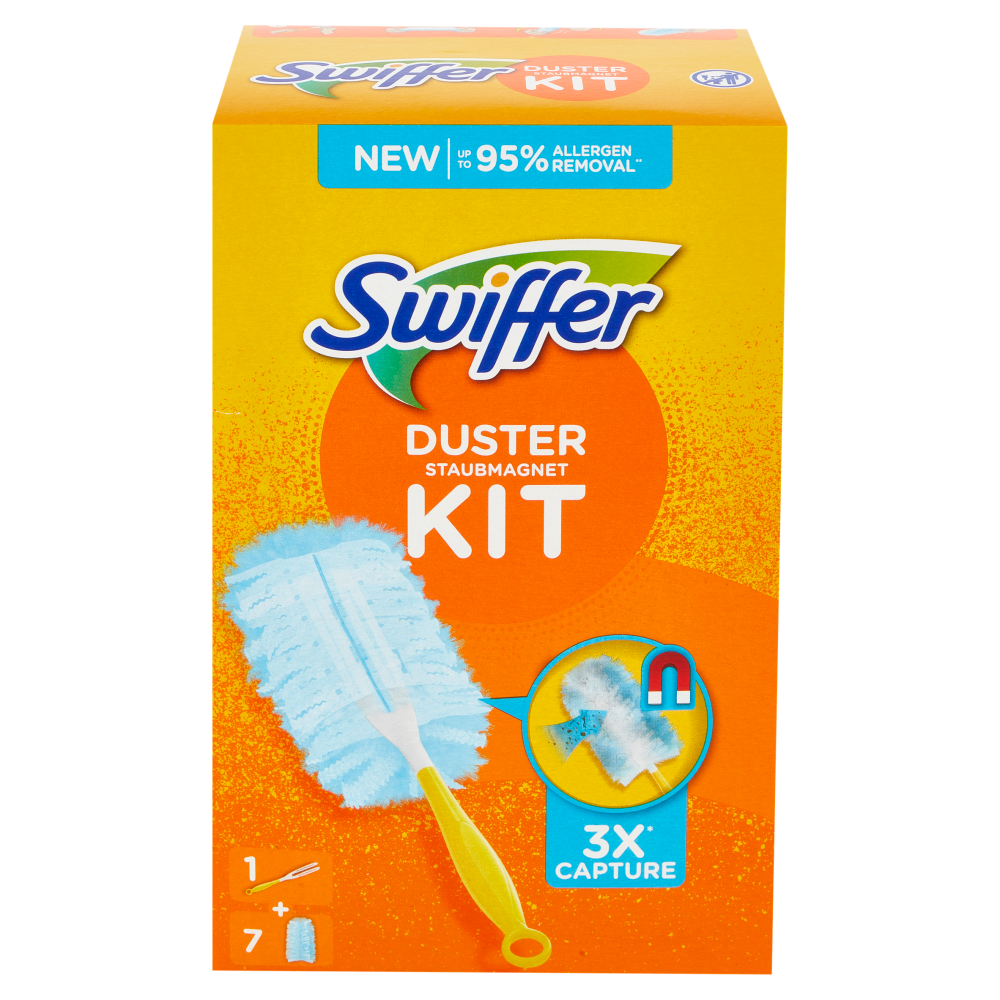 Swiffer Duster Kit Cattura Polvere (1 Manico + 7 Piumini per spolverare)