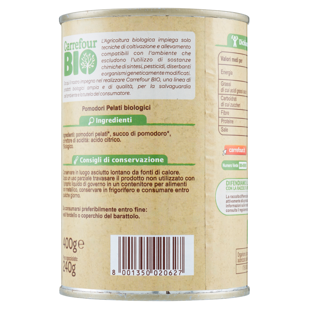 Carrefour Bio Pomodori pelati 400 g