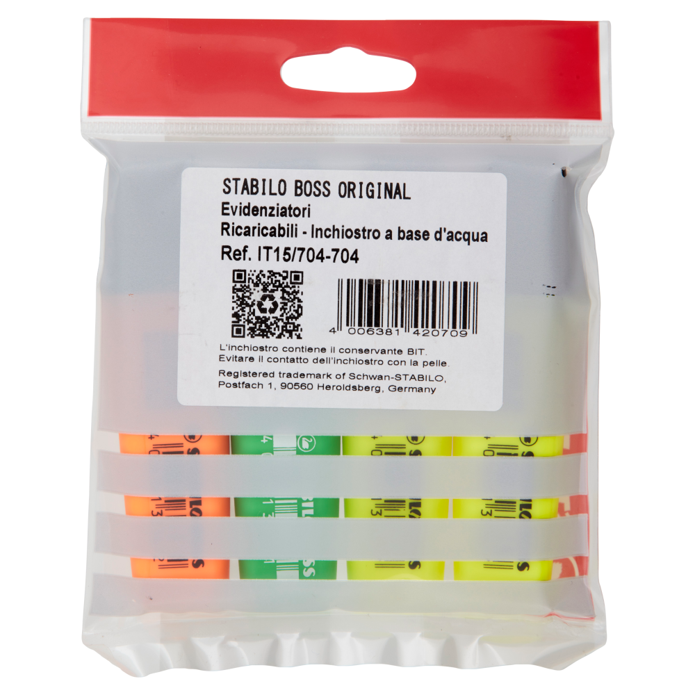 STABILO Boss Original evidenziatore arancione/verde/giallo - eco-pack 3+1 gratis