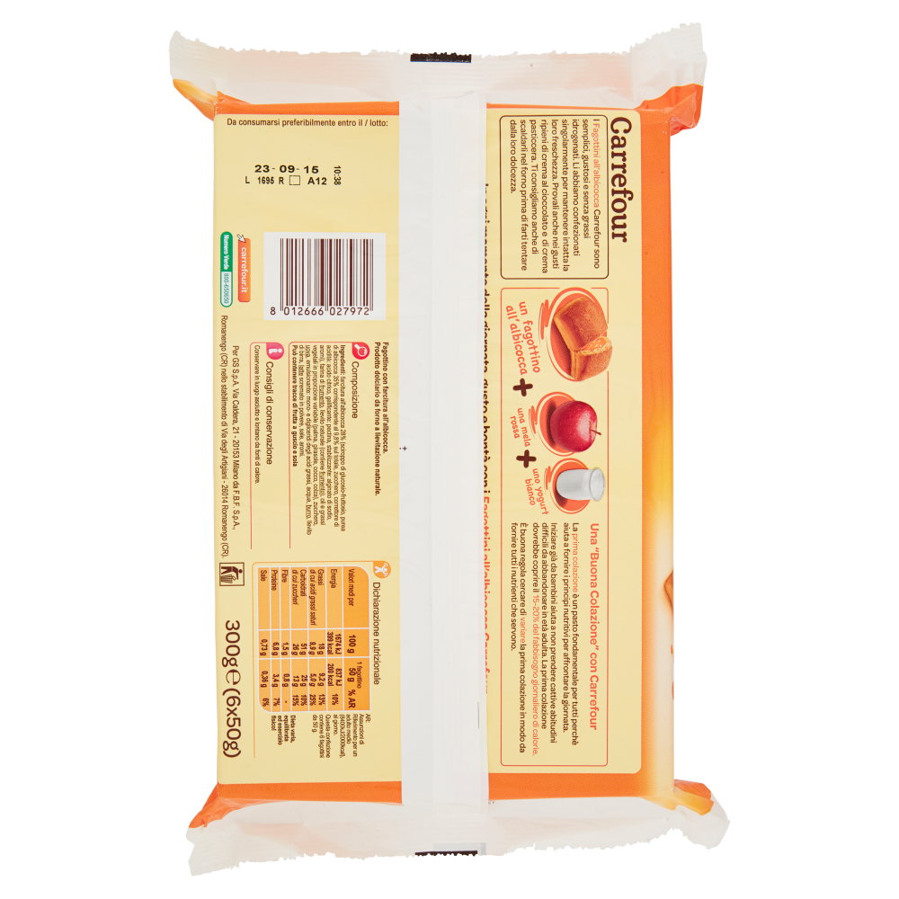 Carrefour Fagottino all'albicocca 6 x 50 g