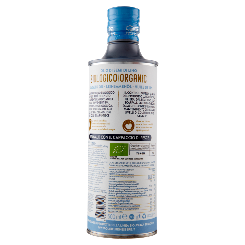 Benvolio Olio di Semi di Lino Biologico 500 ml