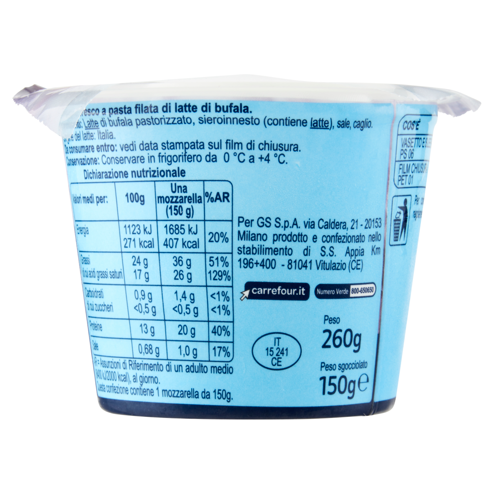 Carrefour Extra Mozzarella Carrefour di Latte di Bufala 150 g