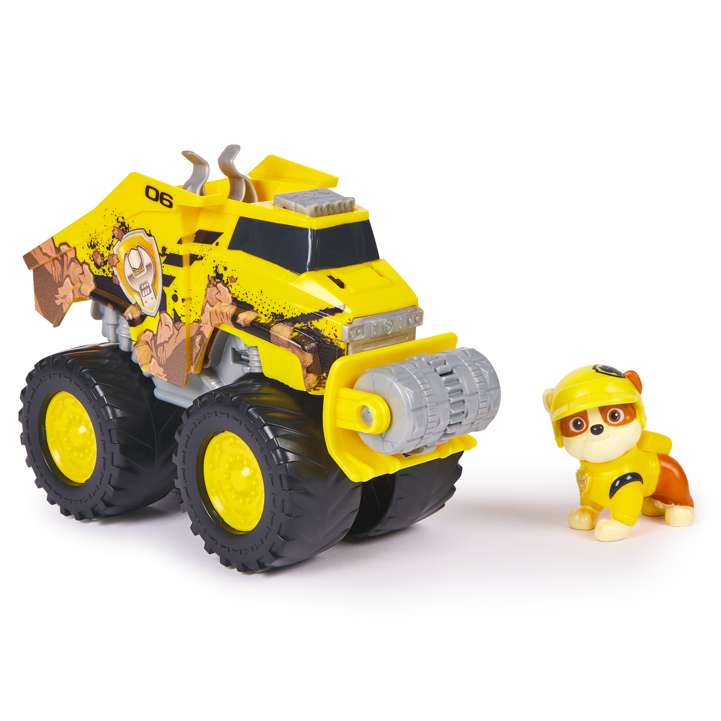 PAW Patrol : Rescue Wheels, bulldozer di Rubble, veicolo giocattolo con trasformazione e action figure collezionabile, giocattoli per bambini e bambine da 3 anni in su