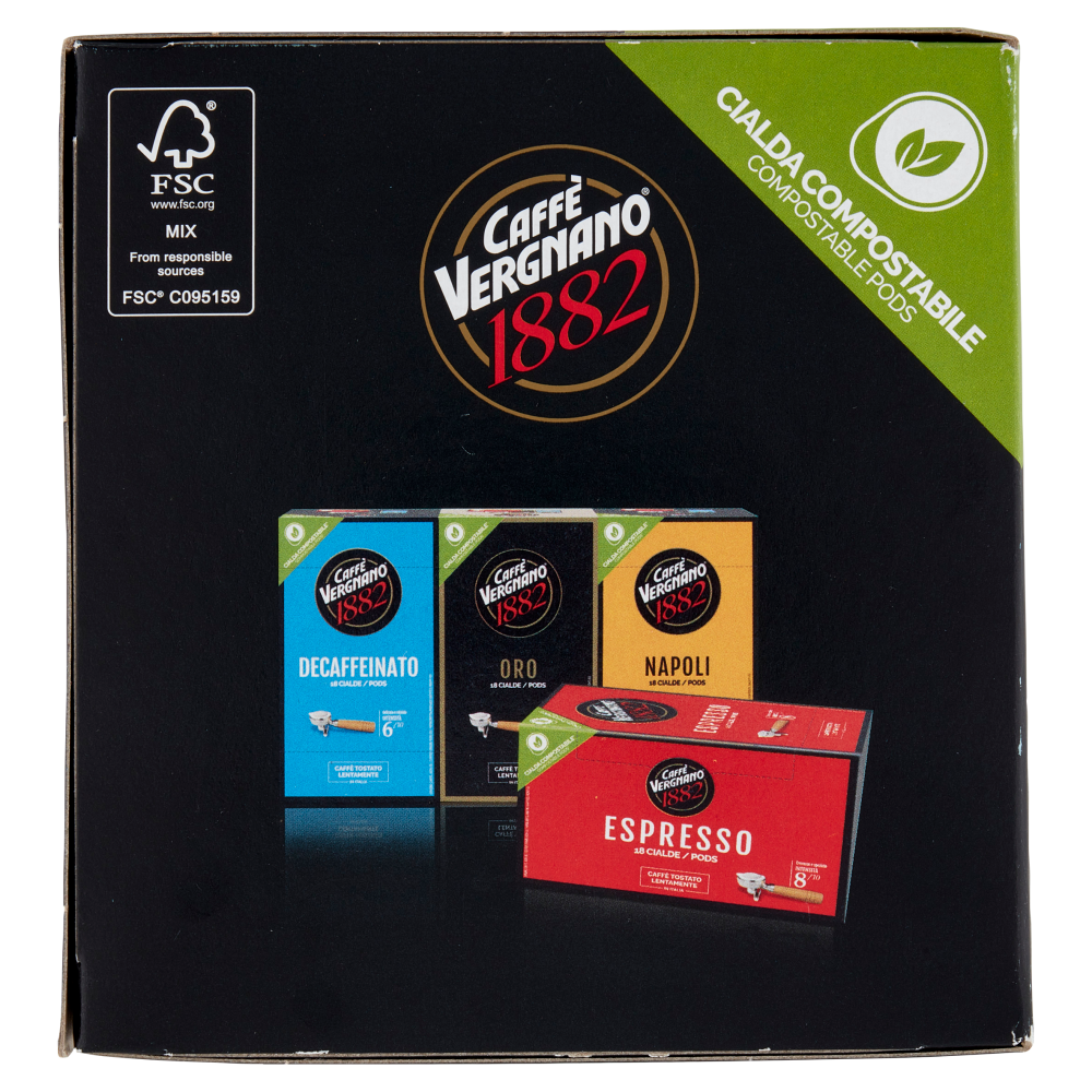 Caff&egrave; Vergnano 1882 Decaffeinato Cialda Compostabile 18 x 6,94 g