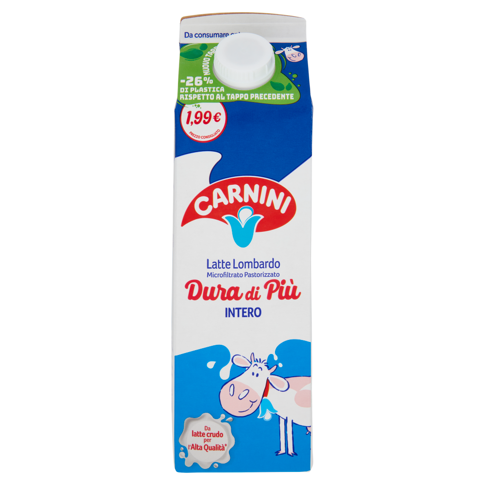Carnini Latte Lombardo Microfiltrato Pastorizzato Dura di Più Intero 1000 ml
