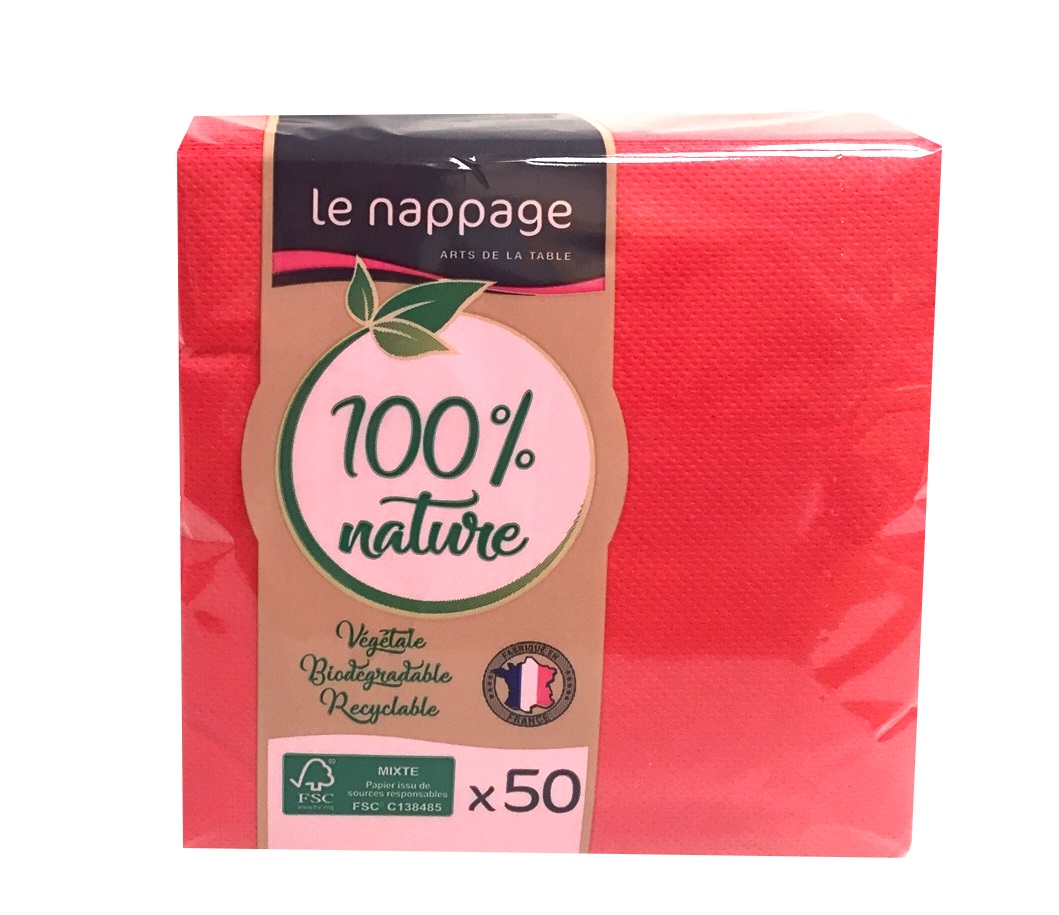 Le Nappage 50 tovaglioli microgoffrati 24x25 cm 2 veli 100% Nature Rosso