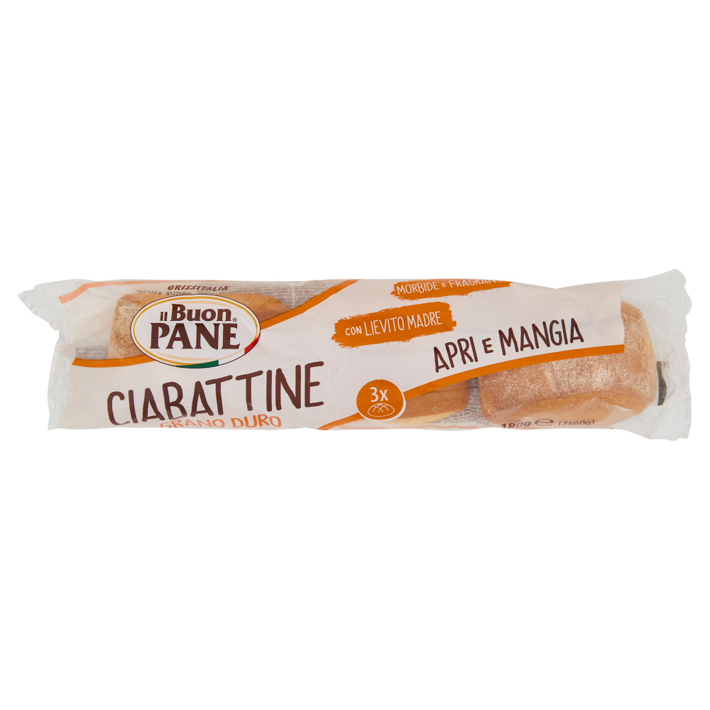 il Buon Pane Ciabattine Grano Duro 3 x 60 g