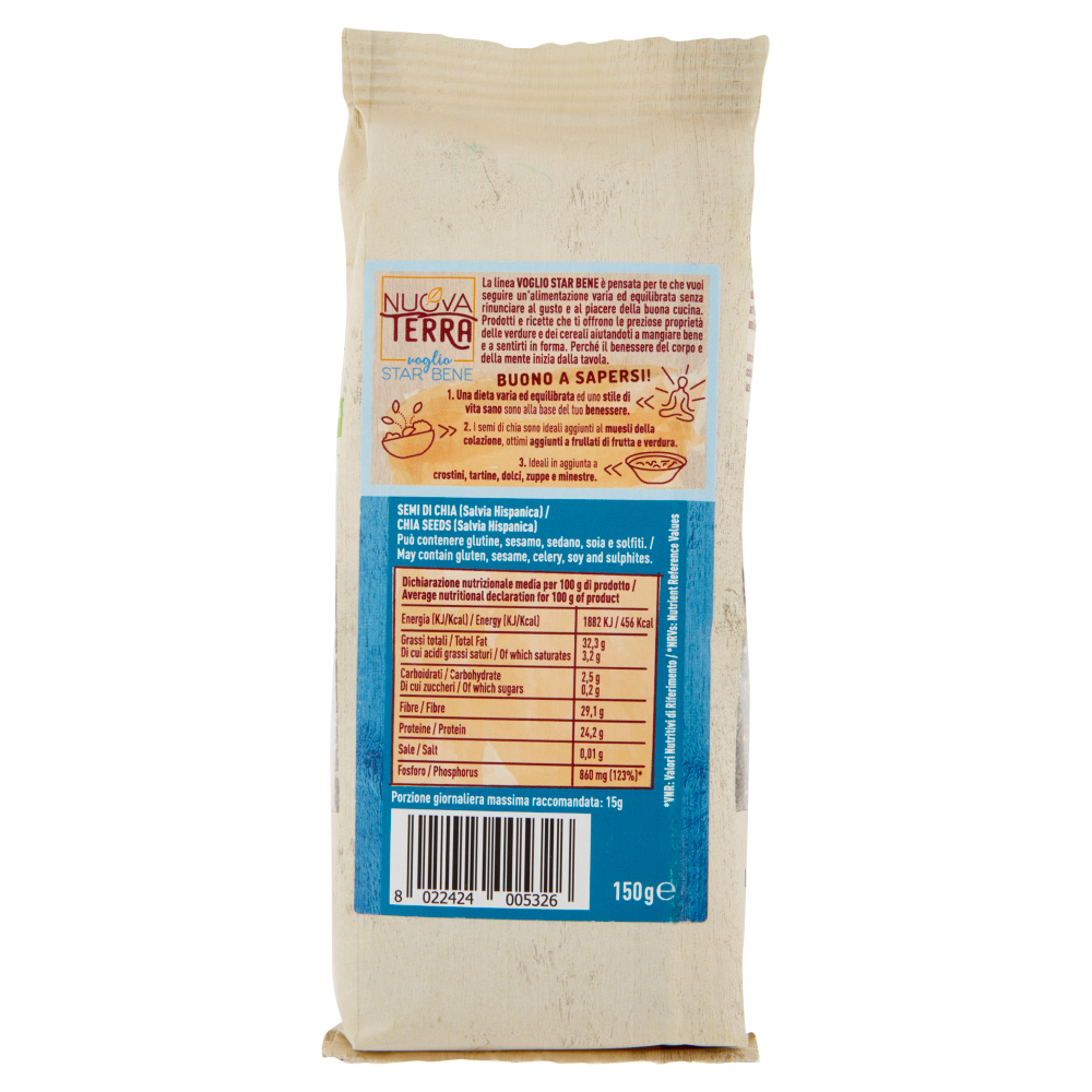 Nuova Terra voglio Star Bene Semi di Chia 150 g