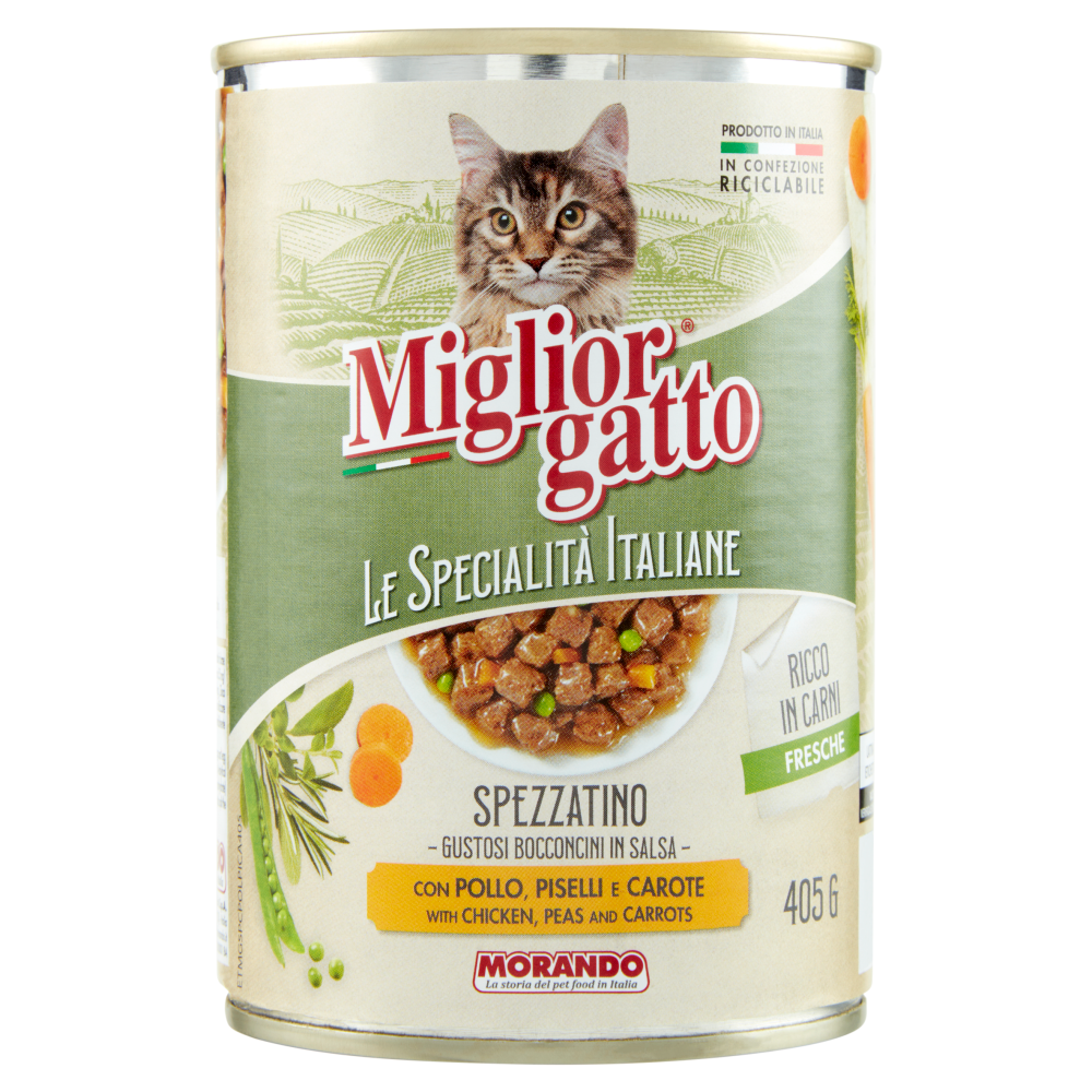 Migliorgatto Le Specialità Italiane Spezzatino con Pollo, Piselli e Carote 405 G
