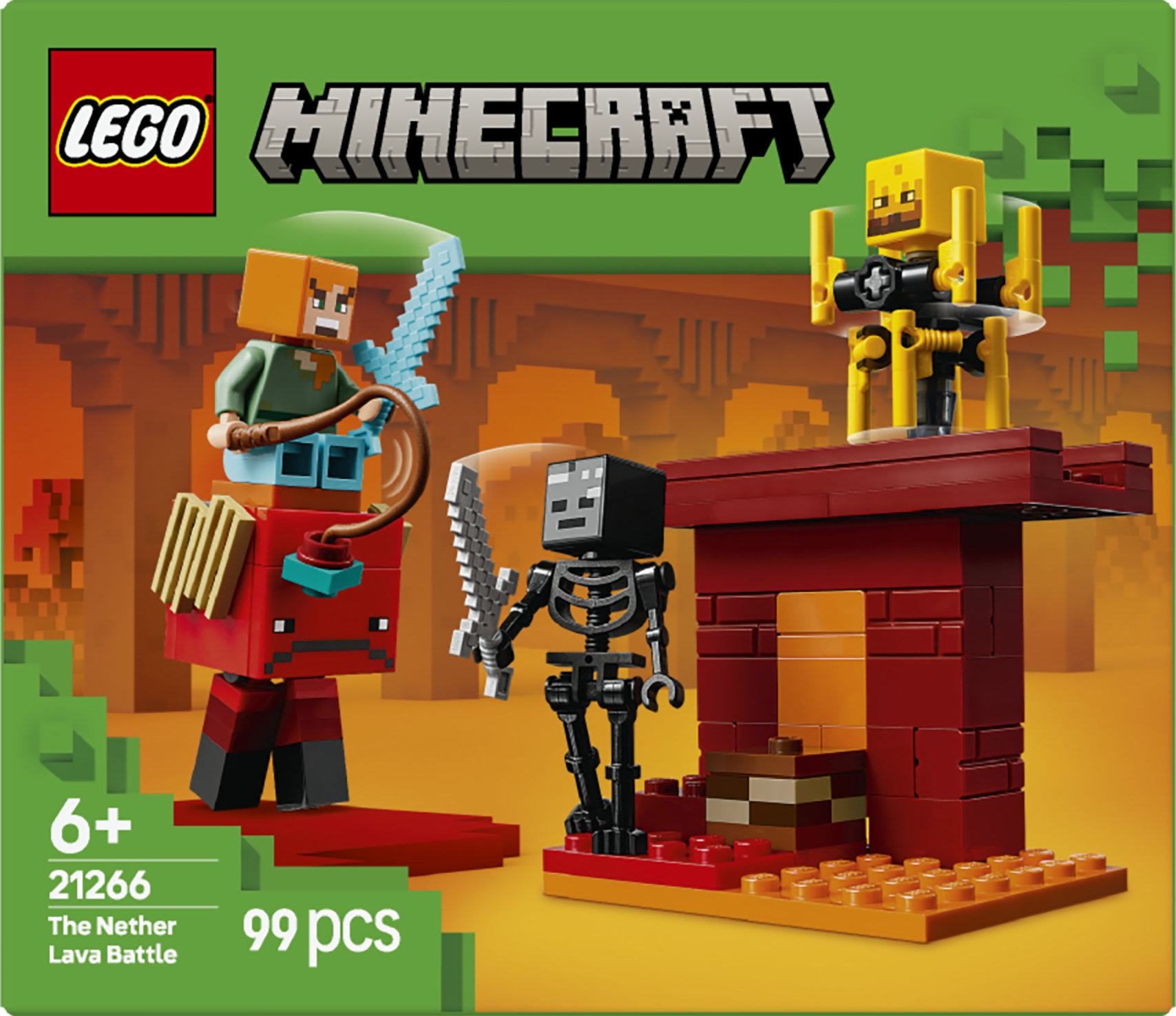 LEGO Minecraft 21266 Battaglia sul Ponte del Nether, Gioco d'Avventura Bambini 6+ con Funzioni e 4 Personaggi dal Videogioco