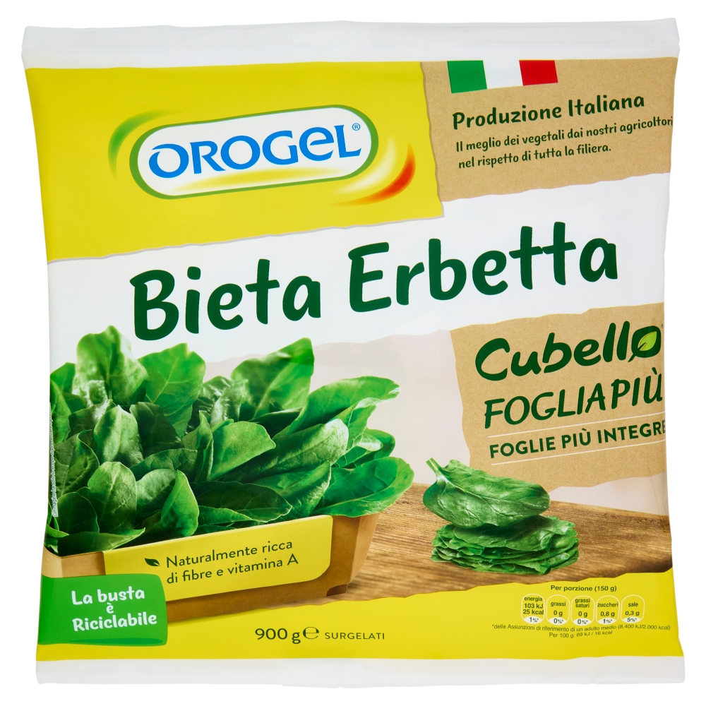 Orogel Cubello Bieta Erbetta Foglia Più Surgelati 900 g