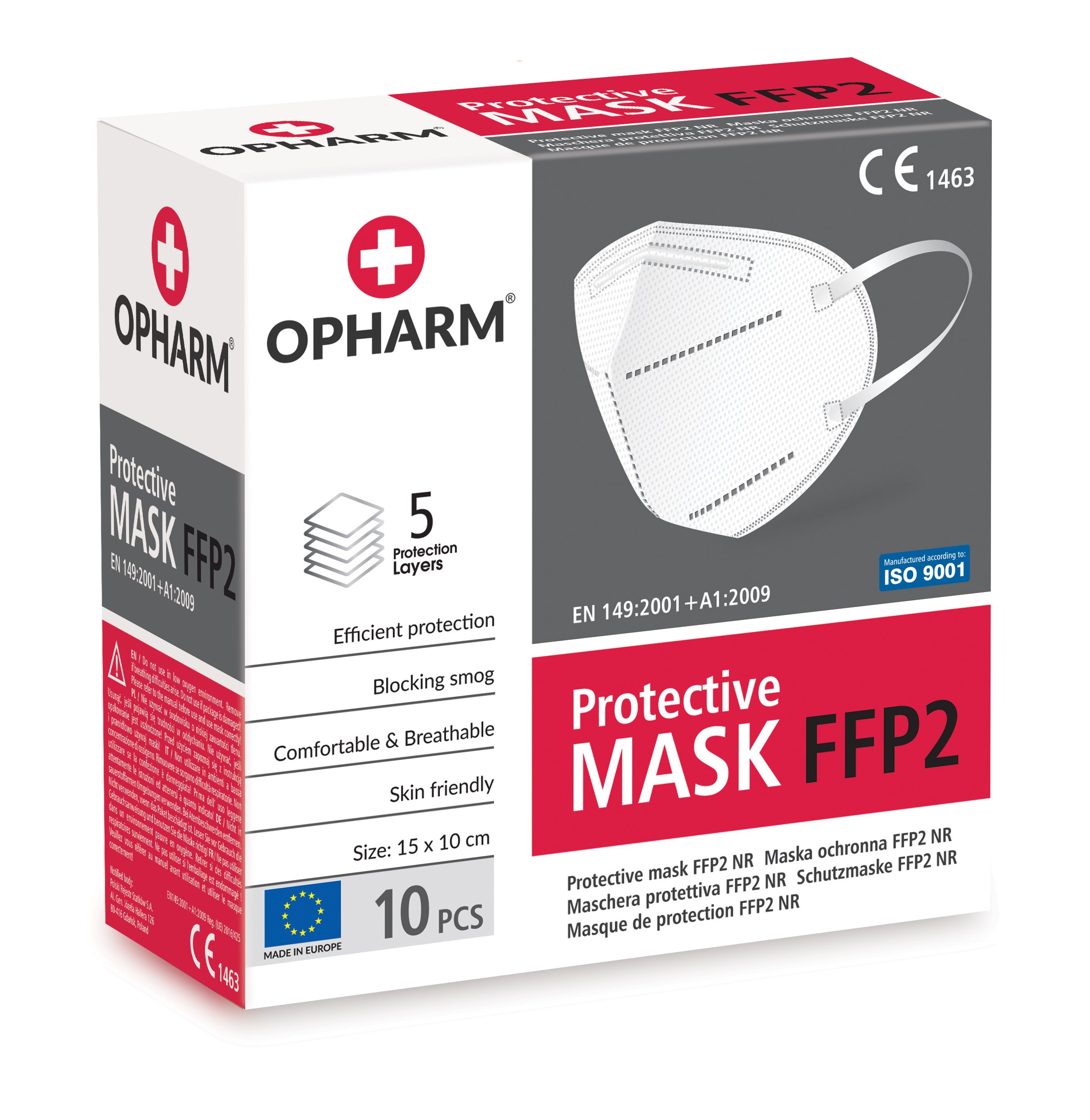 Opharm 10 mascherine FFP2 Bianche