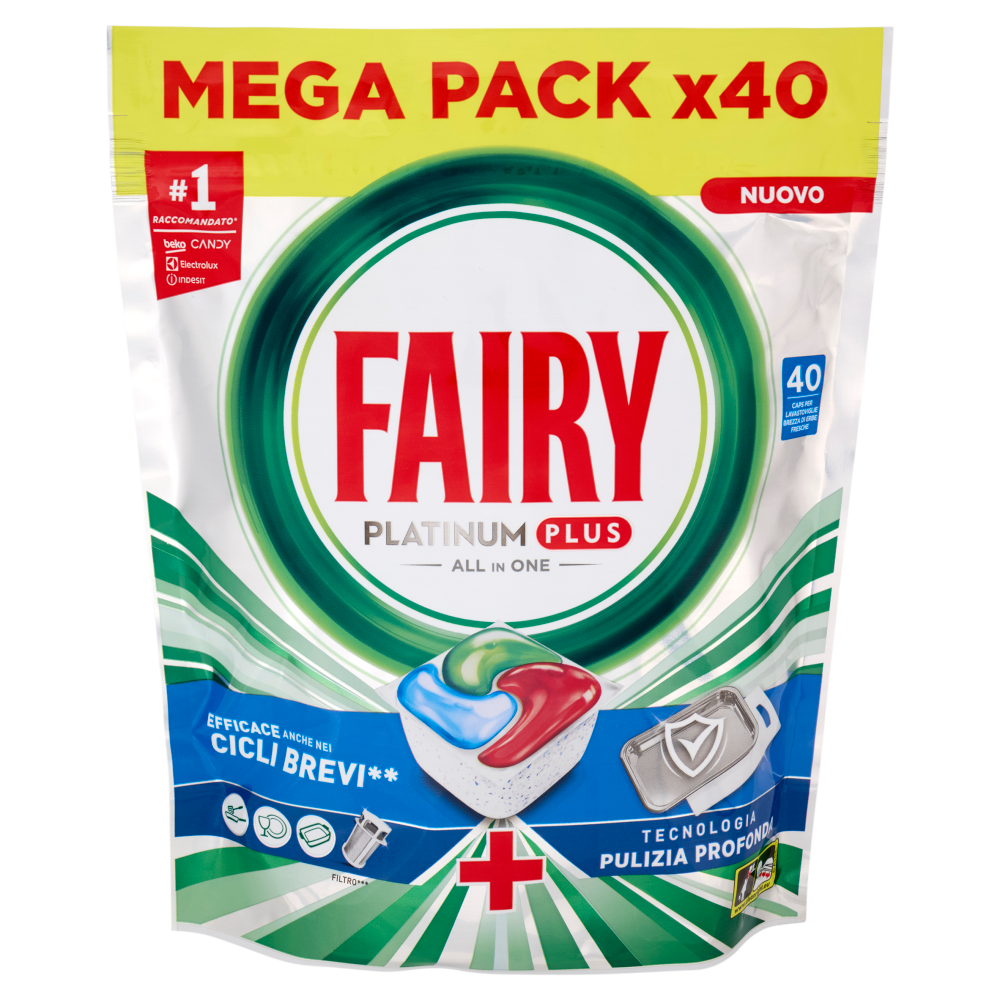 Fairy Pastiglie Lavastoviglie Platinum Plus All in One, Detersivo Piatti Brezza di Erbe Fresche, 40 