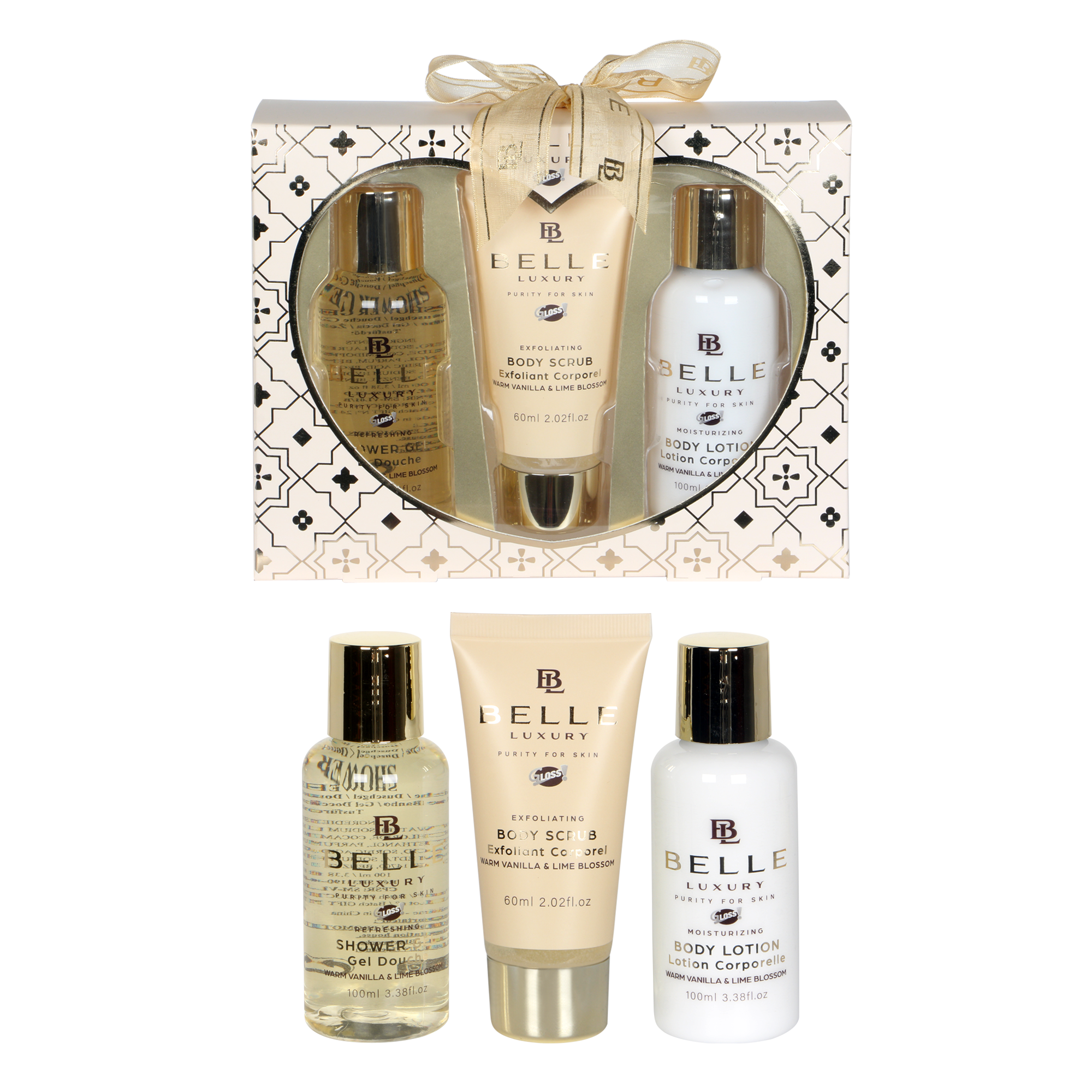 Heart Trio Bath Set BELLE Luxury In Gold