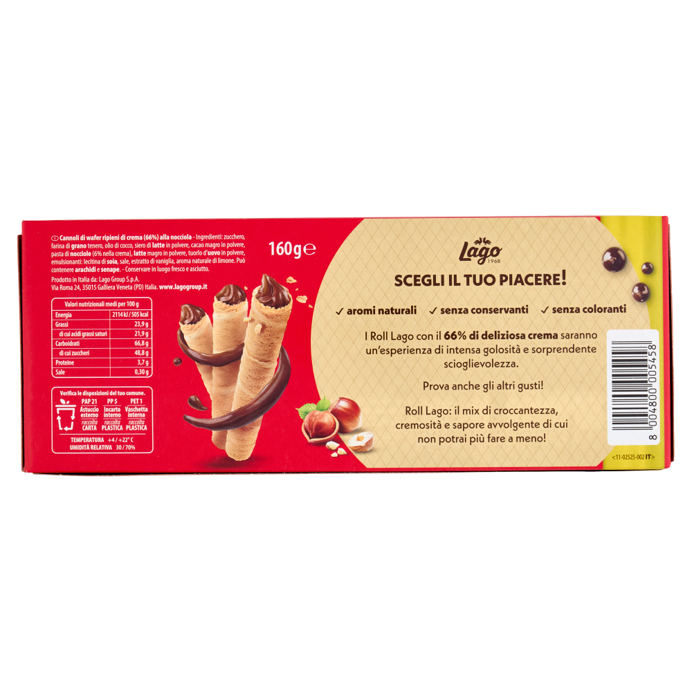 Lago Maxi Roll Nocciola 160 g