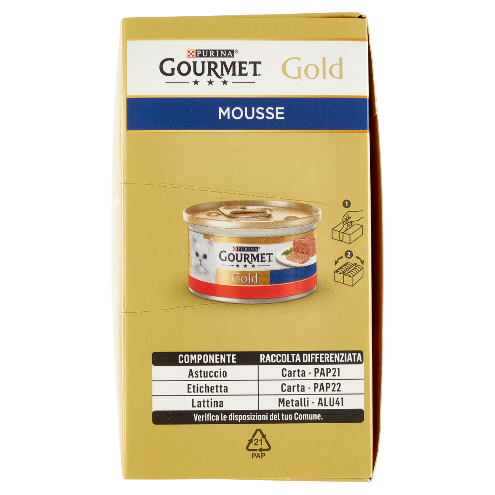 PURINA GOURMET Gold Mousse Manzo / Pesce dell'Oceano / Fegato / Tacchino 12 x 85 g