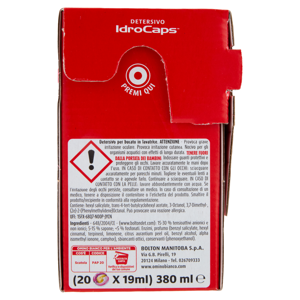 Omino Bianco Detersivo IdroCaps Salvafibre Cardboard 20 caps 380 ml