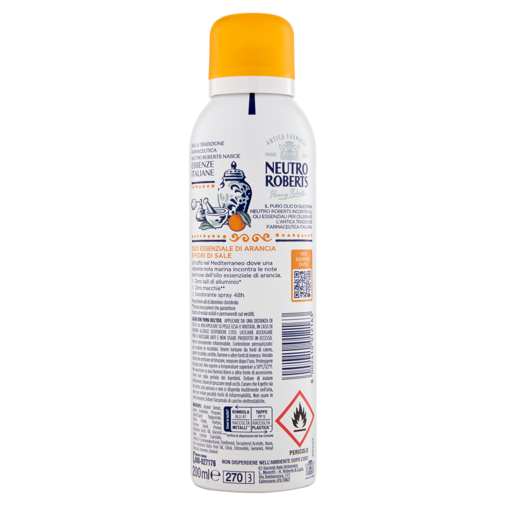 Neutro Roberts Essenze Italiane Siracusa Olio Essenziale di Arancia e Fiori di Sale 200 ml