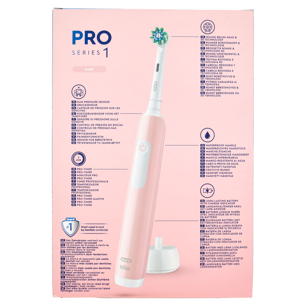 Oral-B Spazzolino Elettrico Denti Ricaricabile Pro Series 1 Pink Travel Edition