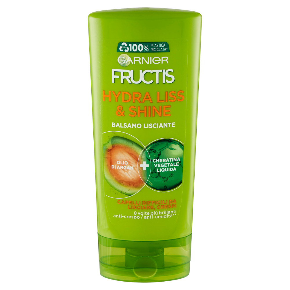 Garnier Balsamo Fructis Hydra Liss & Shine, per Capelli Secchi o Crespi, 200 ml