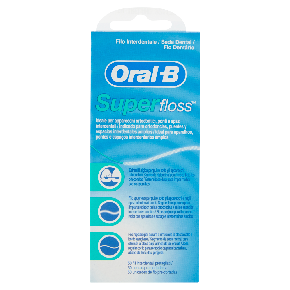 Oral-B Filo Super Floss Interdentale - 50 Fili Pre-Tagliati