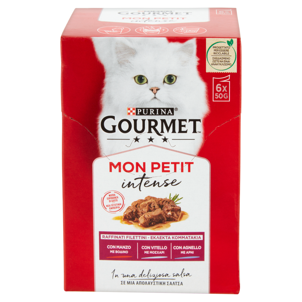 PURINA GOURMET Mon Petit Filettini Intense cotti in Salsa (Manzo / Agnello / Vitello) 6x50g
