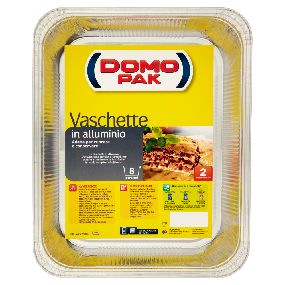 Domopak Vaschette in alluminio 8 porzioni 2 pz