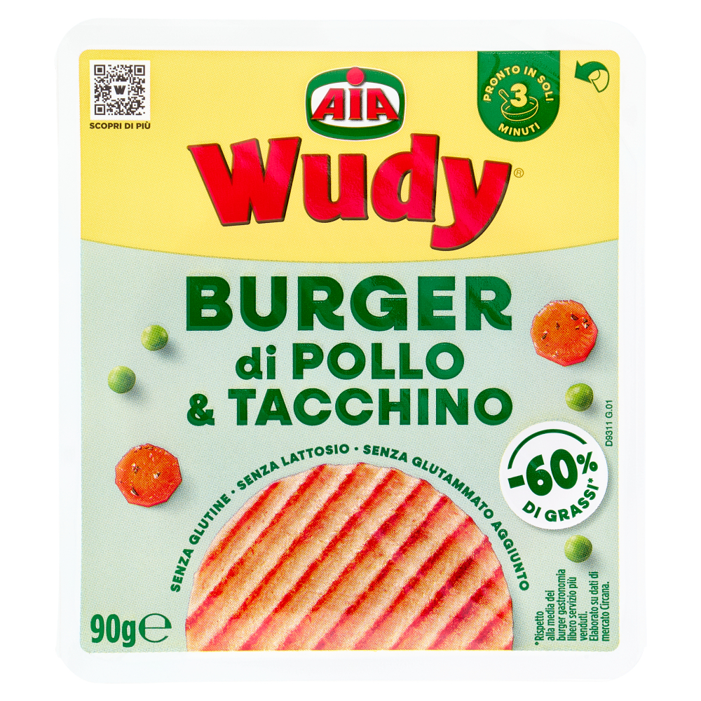 Aia Wudy Burger di Pollo & Tacchino 90 g