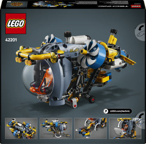 LEGO Technic 42201 Sottomarino per Esplorazioni Abissali, Giocattolo con Eliche Mobili e Cabina Apribile, Giochi Bambini 9+