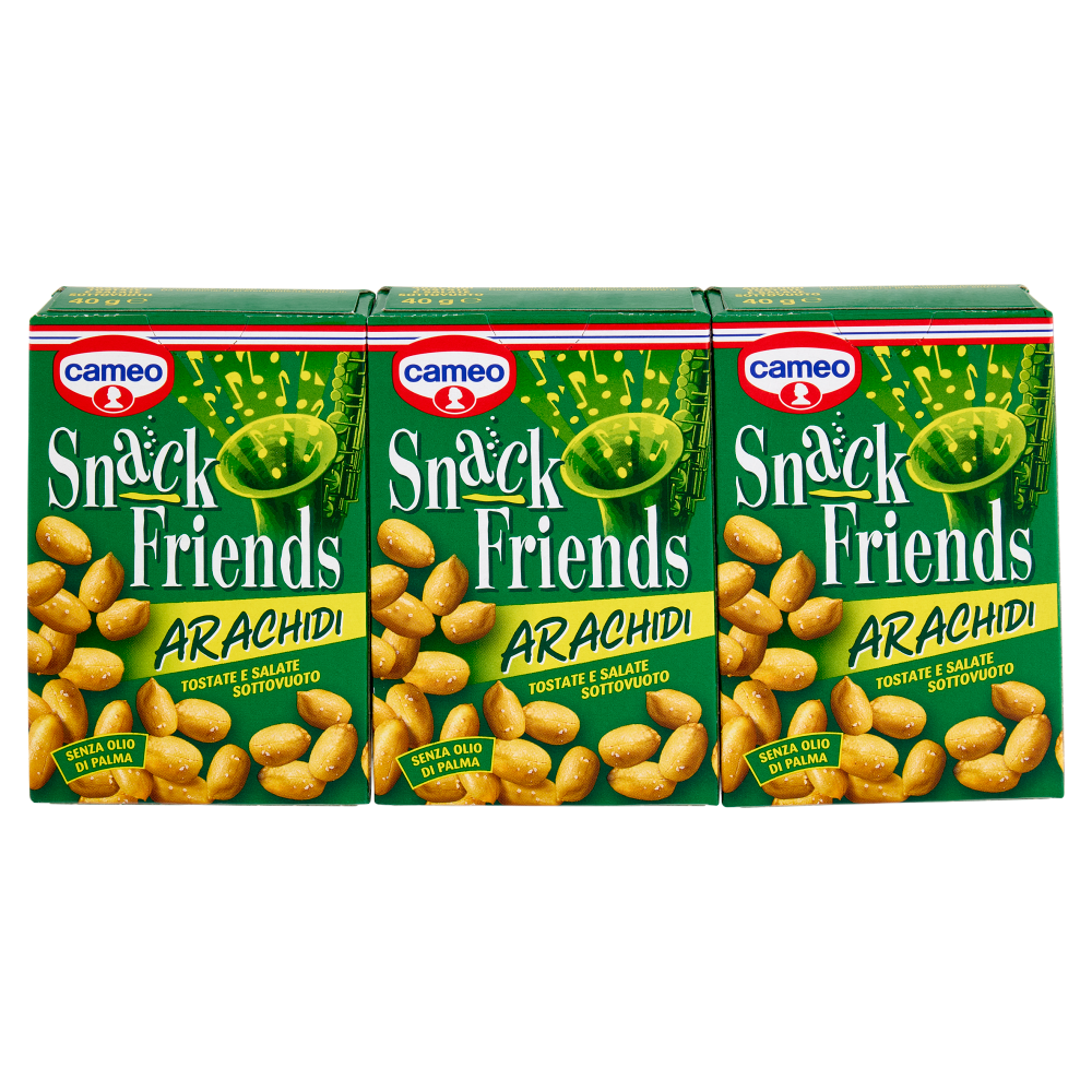 cameo Snack Friends Arachidi Tostate e Salate Sottovuoto 3 x 40 g