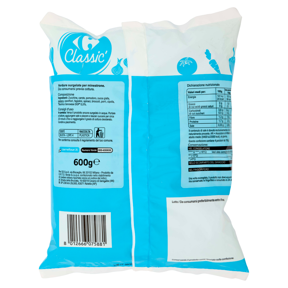 Carrefour Classic Minestrone Leggero* Surgelato 600 g