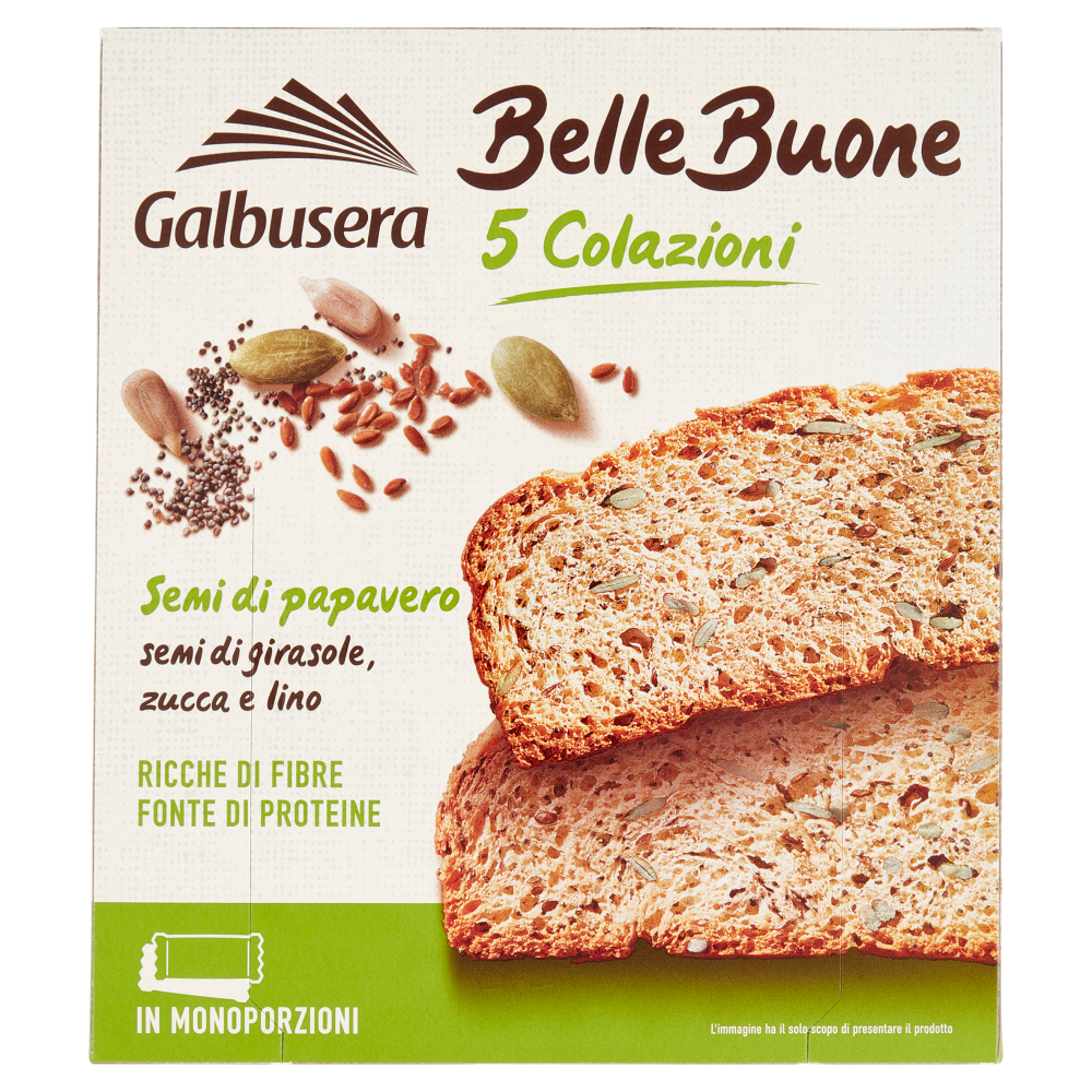 Galbusera BelleBuone 5 Colazioni Semi di papavero semi di girasole, zucca e lino 5 x 40 g