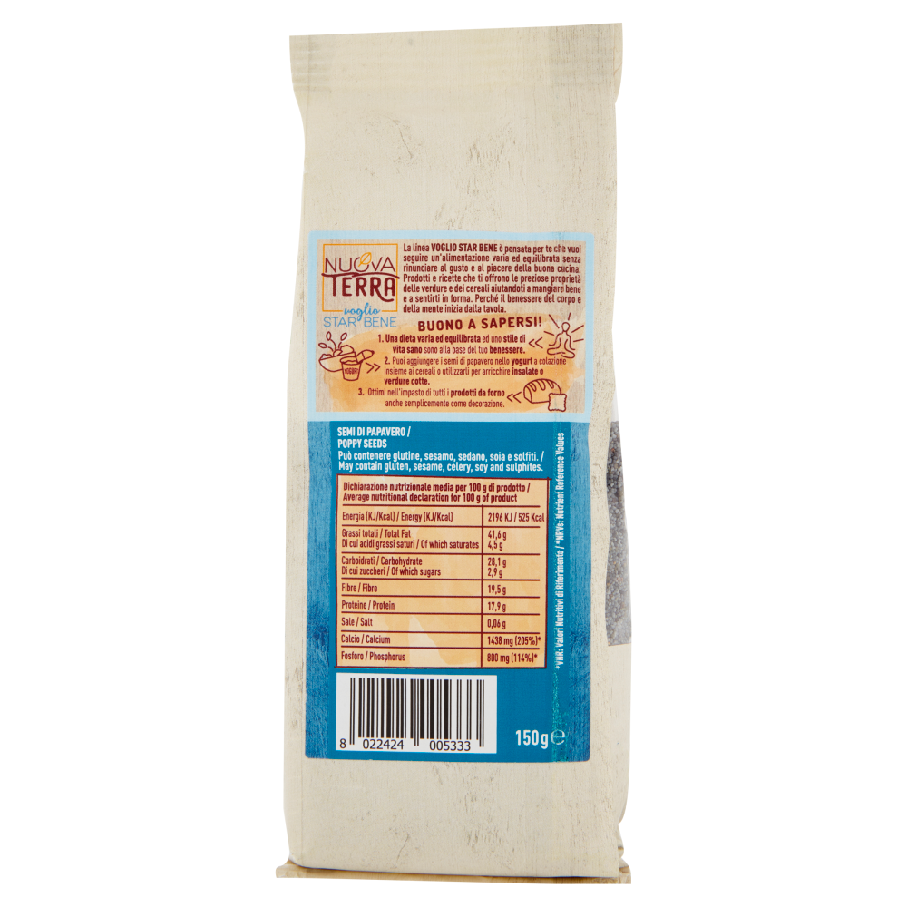Nuova Terra voglio Star Bene Semi di Papavero 150 g