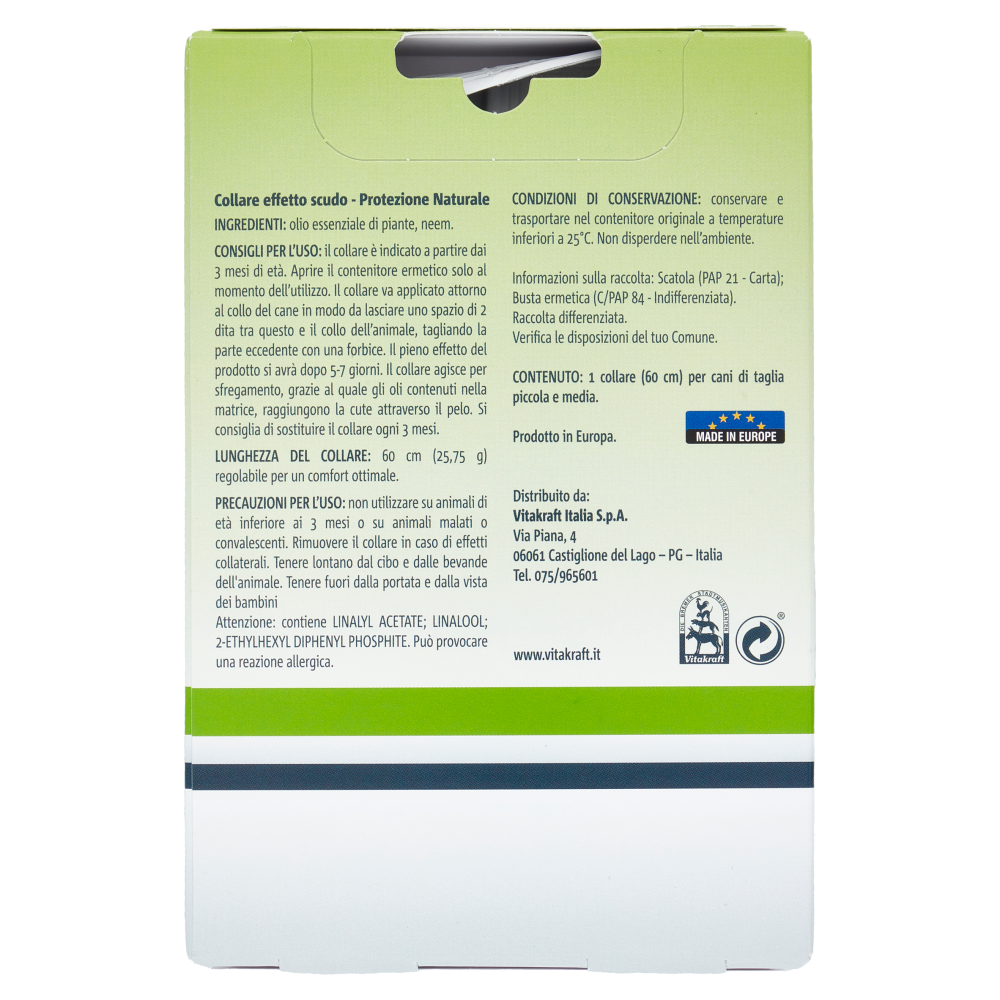 Vitakraft Protezione Naturale Collare Effetto Scudo 60 cm per cani di taglia piccola e media 1 pz