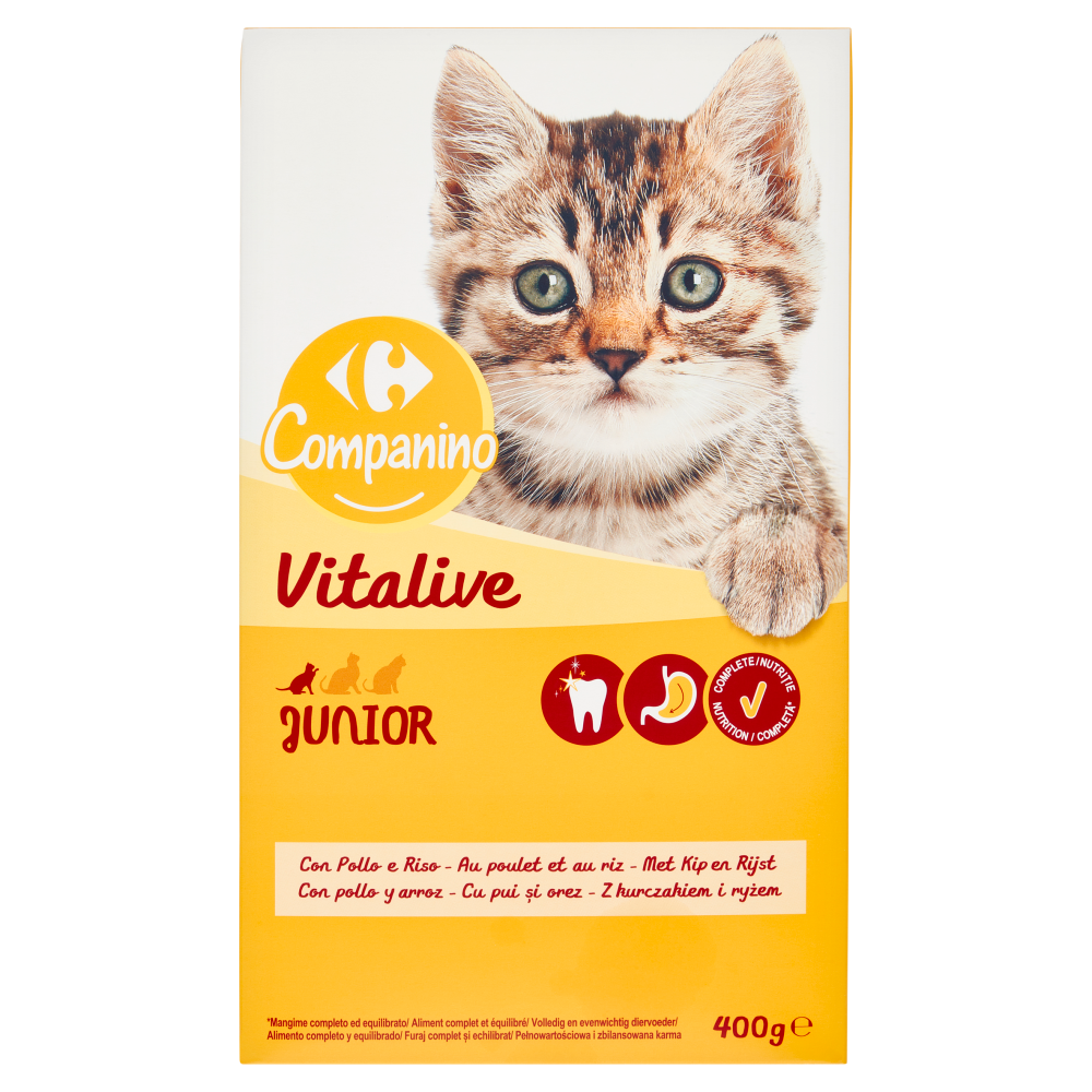 Carrefour Junior Croccantini con pollo e riso per gatti 400 g