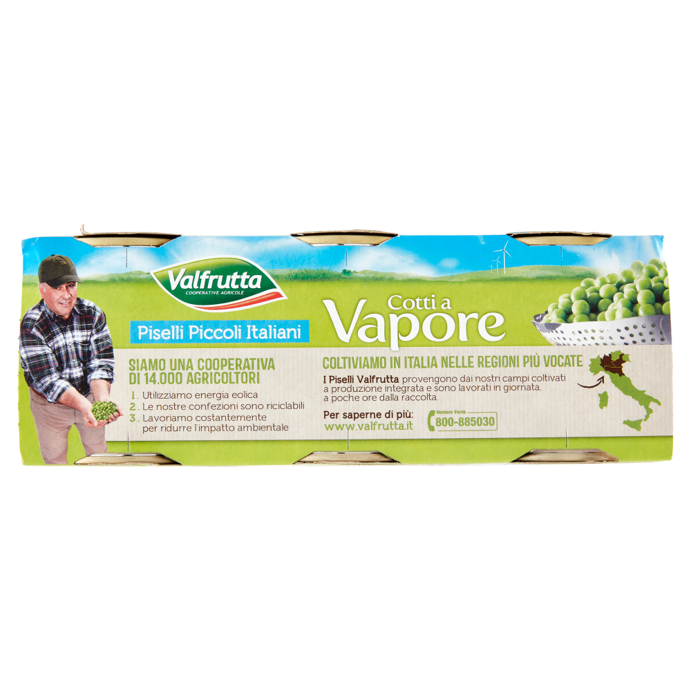 Valfrutta Cotti a Vapore Piselli Piccoli Italiani 3 x 150 g