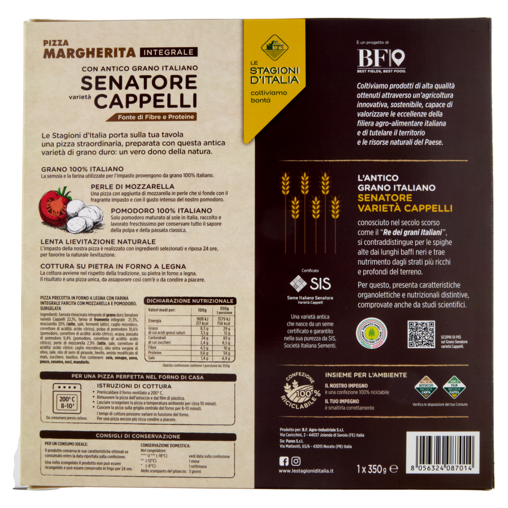 Le Stagioni d'Italia Pizza Margherita Integrale Senatore varietà Cappelli 350 g