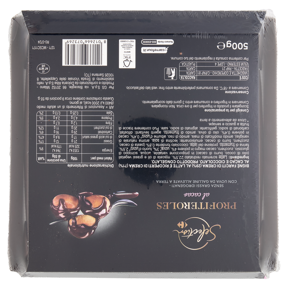 Carrefour Selection Profiteroles al cacao Prodotto Congelato 500 g